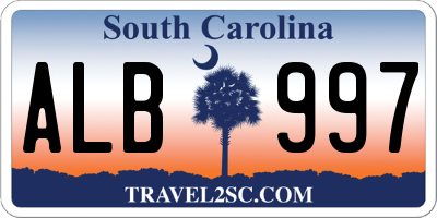 SC license plate ALB997