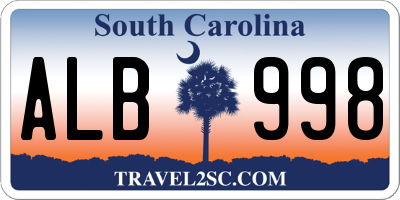 SC license plate ALB998