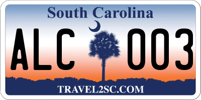 SC license plate ALC003
