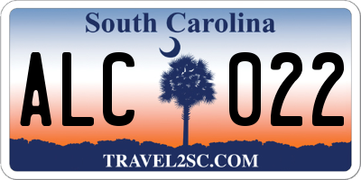SC license plate ALC022