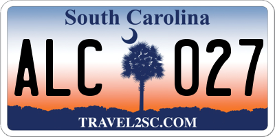 SC license plate ALC027