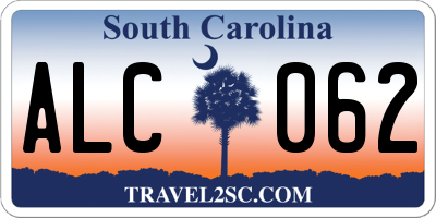 SC license plate ALC062