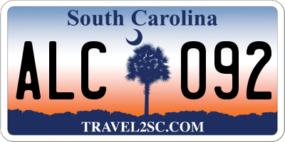 SC license plate ALC092