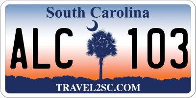 SC license plate ALC103