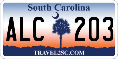 SC license plate ALC203