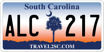SC license plate ALC217