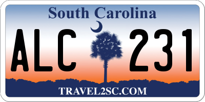 SC license plate ALC231