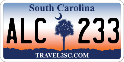 SC license plate ALC233