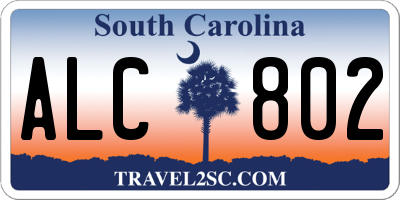 SC license plate ALC802