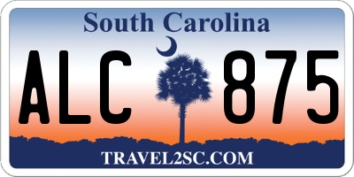 SC license plate ALC875