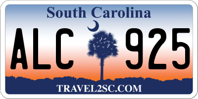 SC license plate ALC925