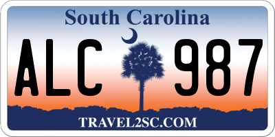 SC license plate ALC987