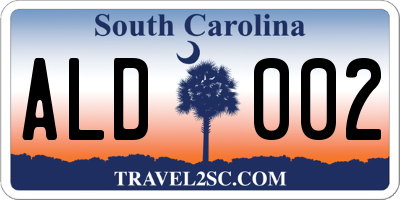 SC license plate ALD002
