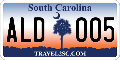 SC license plate ALD005