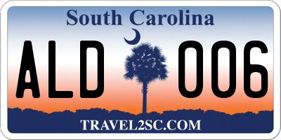 SC license plate ALD006