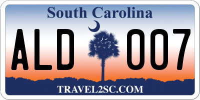 SC license plate ALD007