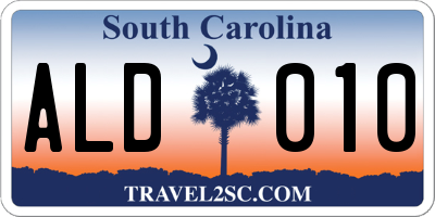 SC license plate ALD010