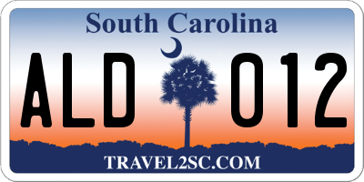 SC license plate ALD012