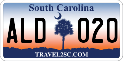 SC license plate ALD020