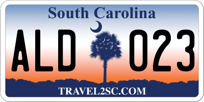SC license plate ALD023