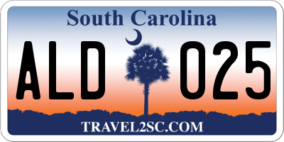 SC license plate ALD025