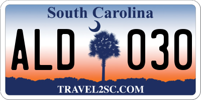 SC license plate ALD030