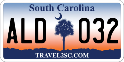 SC license plate ALD032