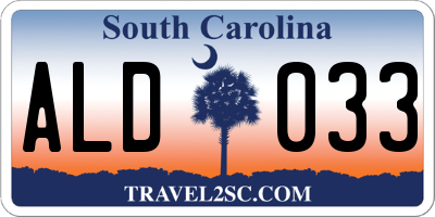 SC license plate ALD033