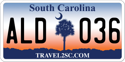 SC license plate ALD036