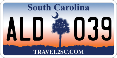 SC license plate ALD039