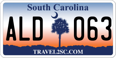 SC license plate ALD063