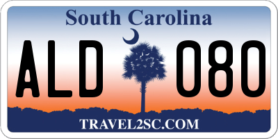 SC license plate ALD080