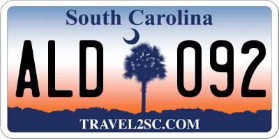 SC license plate ALD092