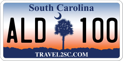 SC license plate ALD100