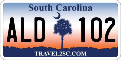 SC license plate ALD102
