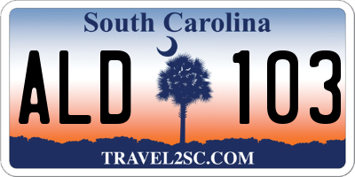 SC license plate ALD103