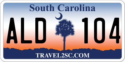 SC license plate ALD104