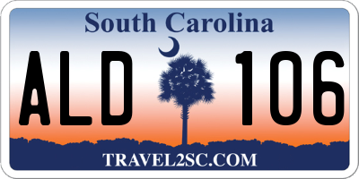 SC license plate ALD106