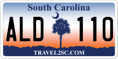 SC license plate ALD110