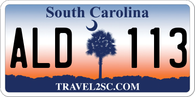 SC license plate ALD113