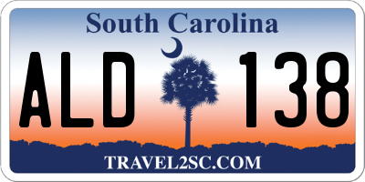 SC license plate ALD138