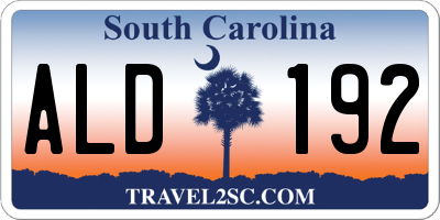 SC license plate ALD192