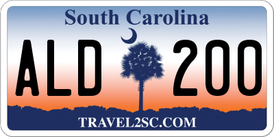 SC license plate ALD200