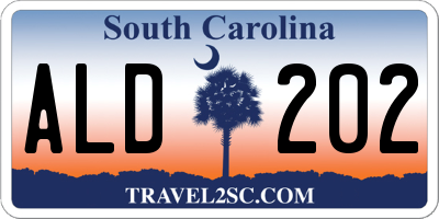 SC license plate ALD202