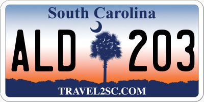 SC license plate ALD203