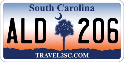 SC license plate ALD206
