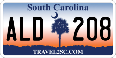 SC license plate ALD208