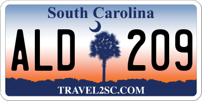 SC license plate ALD209