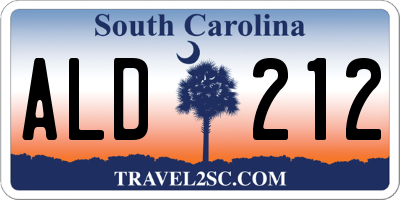 SC license plate ALD212