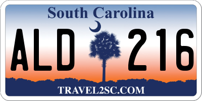 SC license plate ALD216